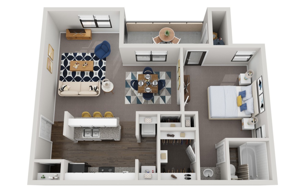 A3 - 1 bedroom floorplan layout with 1 bathroom and 781 square feet