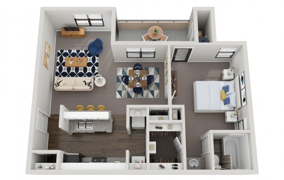 A3 - 1 bedroom floorplan layout with 1 bath and 781 square feet.
